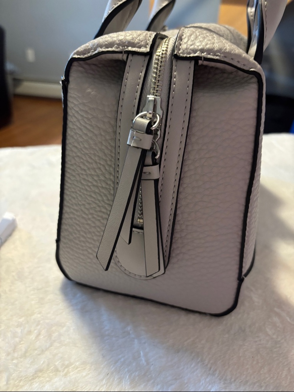 Calvin Klein Pebbled Satchel in Light Gray - Picture 3 of 9